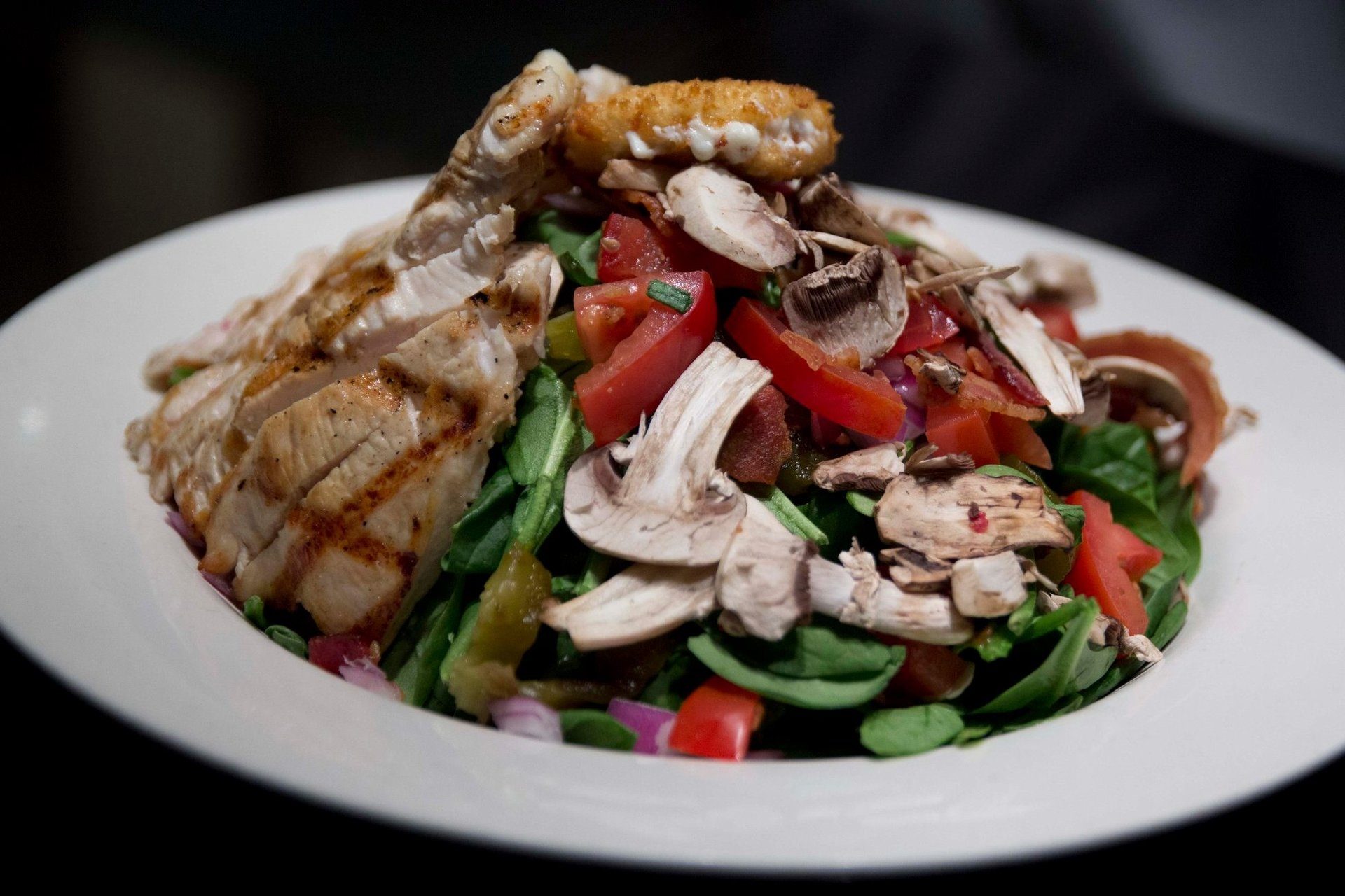 Spinach Salad and Grilled Chicken.